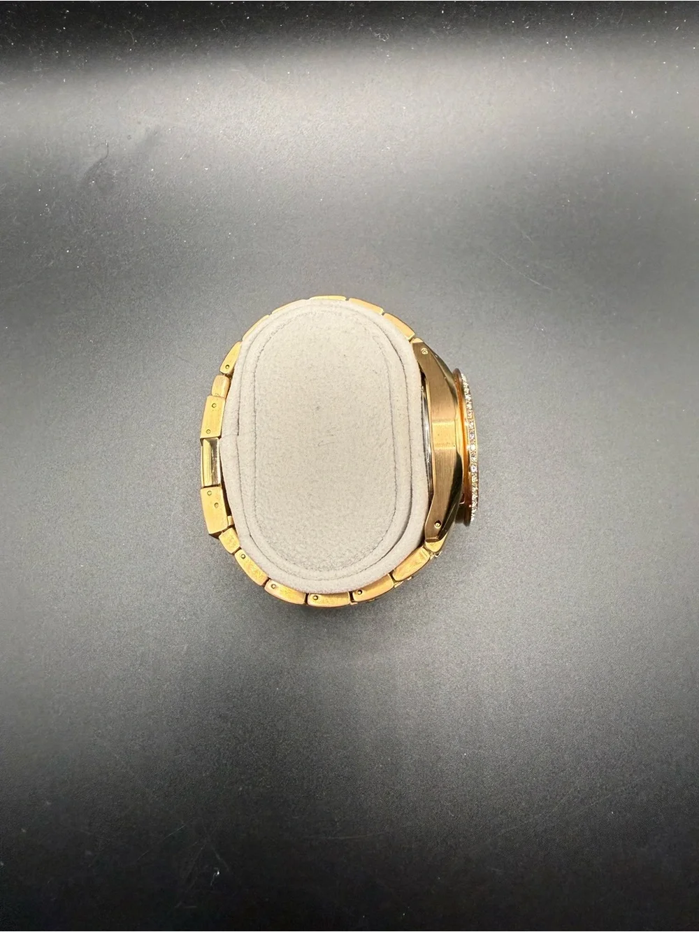 Fossil Riley ES2811 Gold Tone Crystal Watch Womens 38.6mm Rose Dial Multi 10 ATM